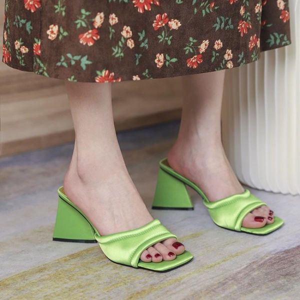 slippers women's special material sandals summer thick-soled high-heeled .5cm strange style party nightclub, Black